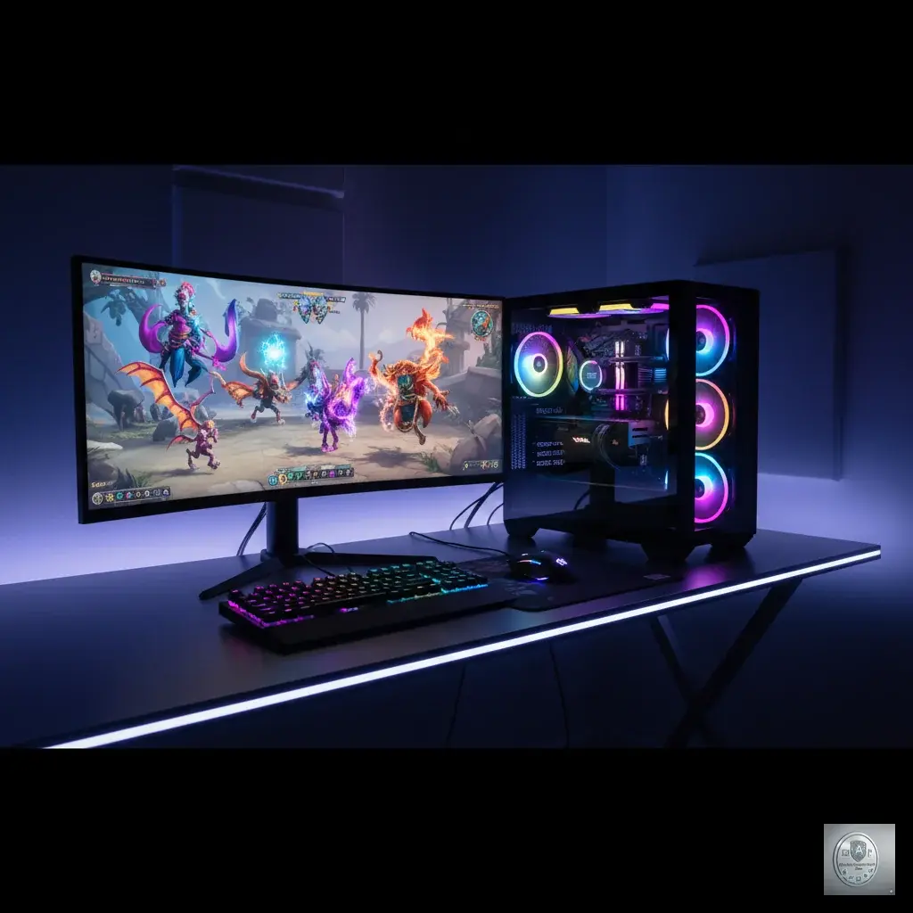 Complete gaming setup Exeter - Gaming PC with peripherals and RGB lighting